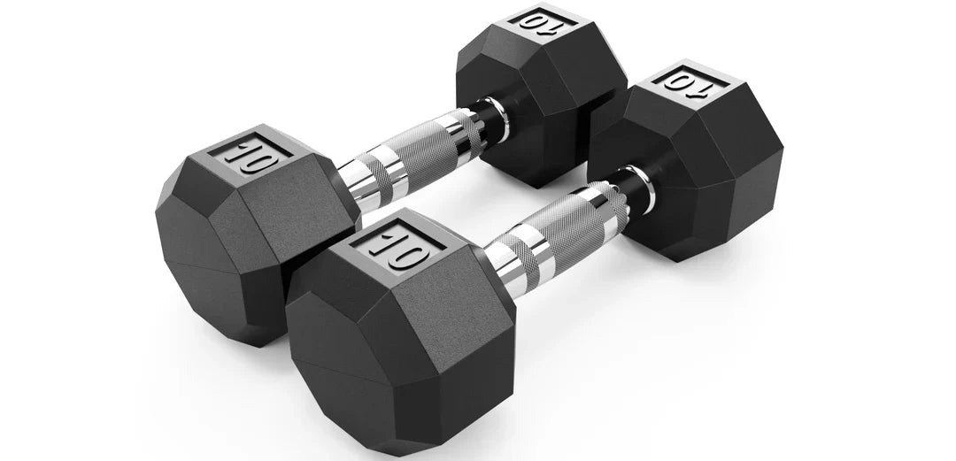 8-Sided Rubber Dumbbell 55-75 LBS Set