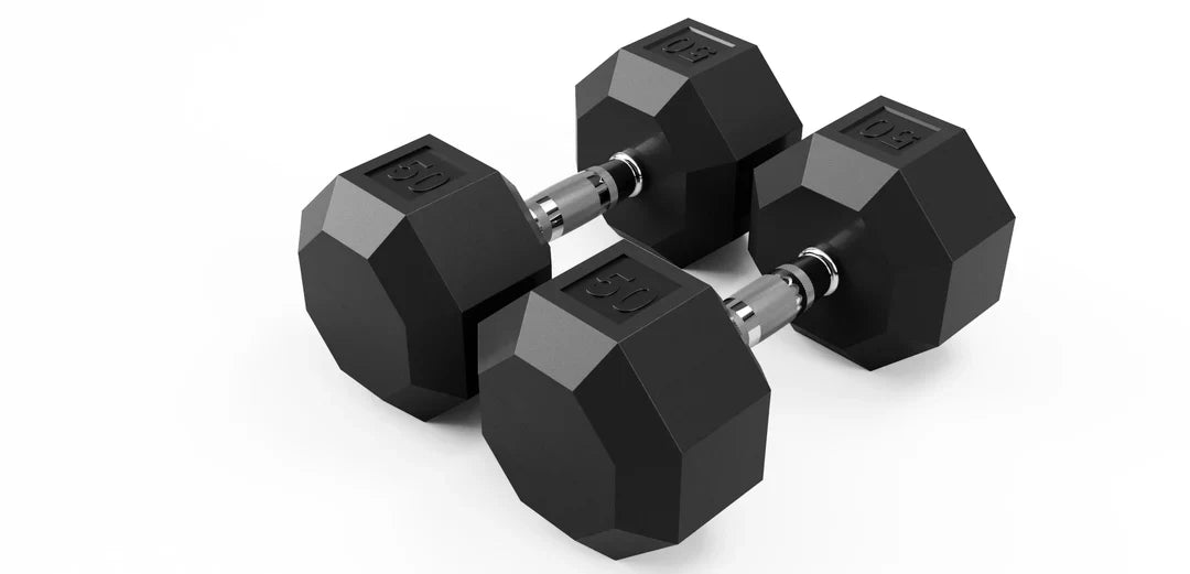 8-Sided Rubber Dumbbell 55-75 LBS Set